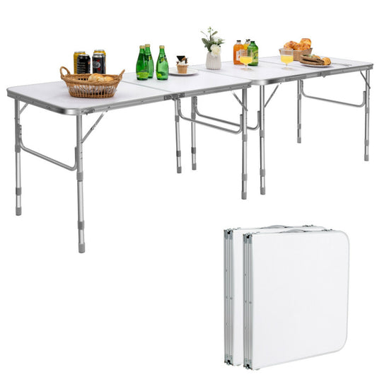 Professional title: "Pair of Folding Picinic Utility Tables with Convenient Carrying Handle in White"