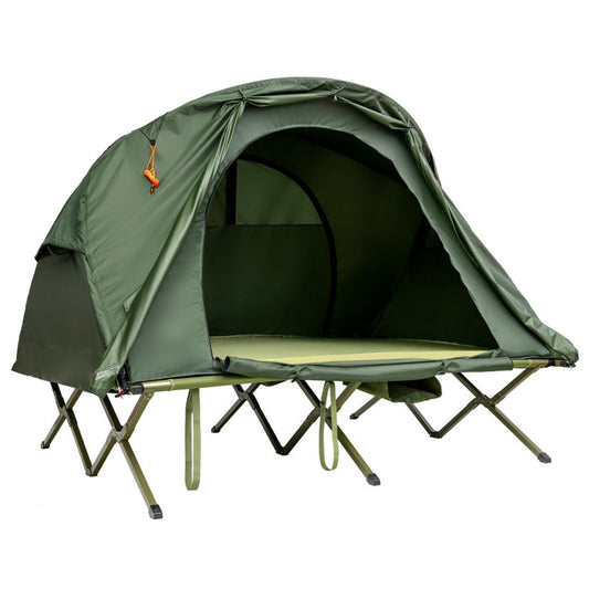 Professional title: "Gray 2-Person Outdoor Camping Tent with External Cover"
