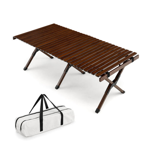 Professional title: "Foldable Picinic Table Set with Carry Bag - Ideal for Camping and BBQ in Brown"