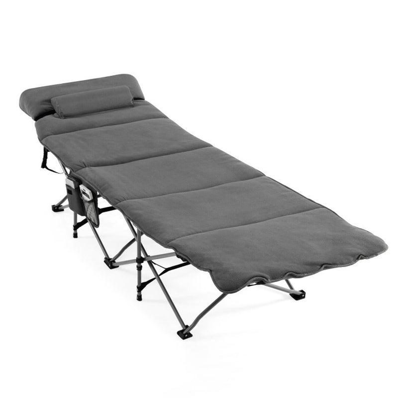 Professional title: "Portable Folding Camping Cot with Mattress and Carry Bag - Blue"
