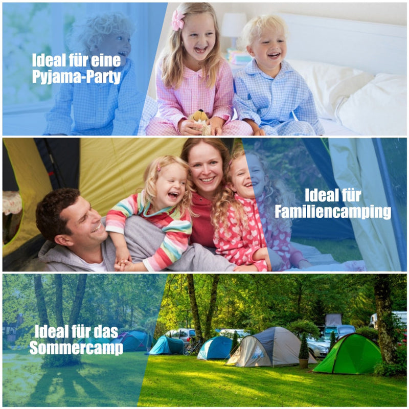 Professional title: "Two-Person Waterproof Sleeping Bag Set with Two Pillows in Blue"