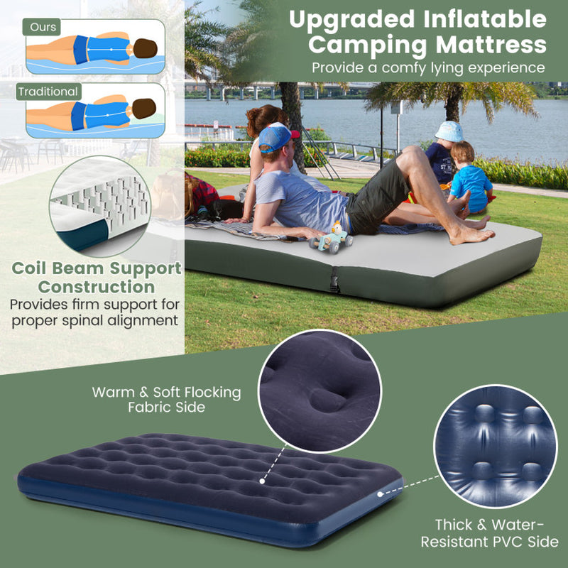 Professional title: "5-in-1 Outdoor Camping Tent Cot for 2 People with Air Mattress and Sleeping Bag"