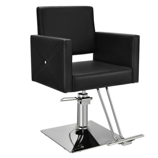 Adjustable Swivel Hydraulic Salon Chair in Black for Hair Stylists