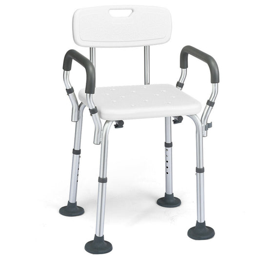 Spa Bathtub Shower Chair with Detachable Armrests and Back Support