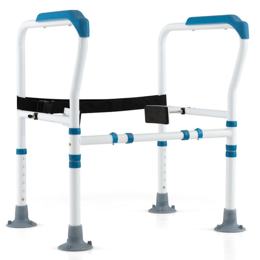 Adjustable Height Toilet Safety Rail in Blue for Elderly