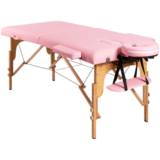 Pink Portable Facial Spa Bed with Adjustable Features and Carry Case