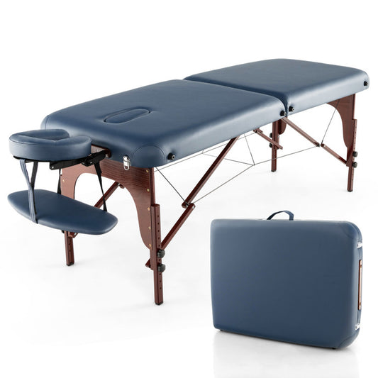 Navy Portable Folding Massage Table with Carrying Case