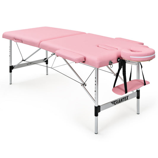 Adjustable 84-Inch Portable Massage Bed with Carry Case for Facial Salon Spa in Pink