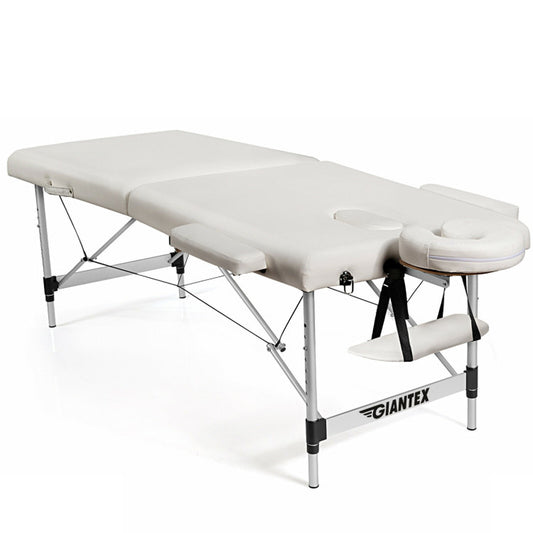 Portable 84-Inch Adjustable Massage Bed with Carry Case for Facial Salon Spa in White Color